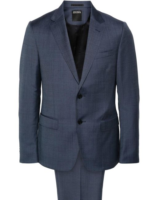 Zegna Blue Wool Single-breasted Suit for men
