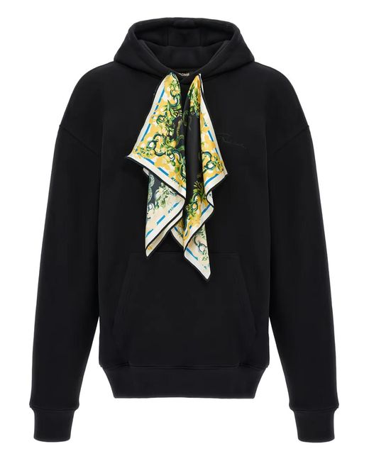 Roberto Cavalli Blue Attached-Scarf Hoodie for men