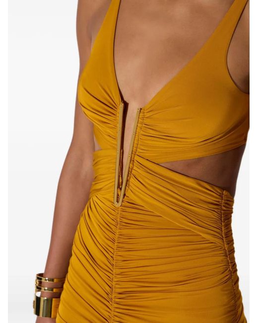 Elisabetta Franchi Yellow Robe Courte En Jersey De Crêpe Léger