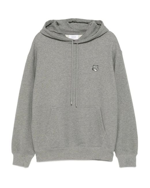Maison Kitsuné Gray Fox-head Patch Hoodie for men