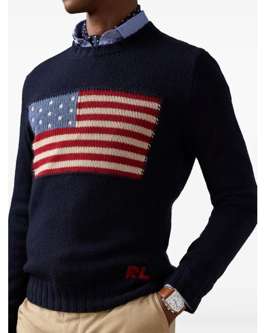 Ralph Lauren Blue Flag Cashmere Crewneck Sweater for men