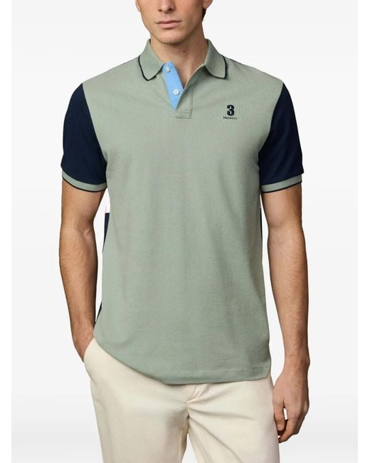 Hackett Green Colour-Block Pique Polo Shirt for men
