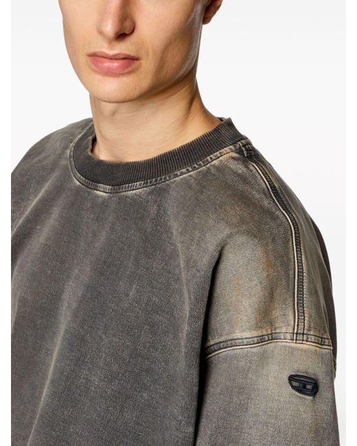 DIESEL Gray D-krib Logo-embroidered Sweatshirt for men