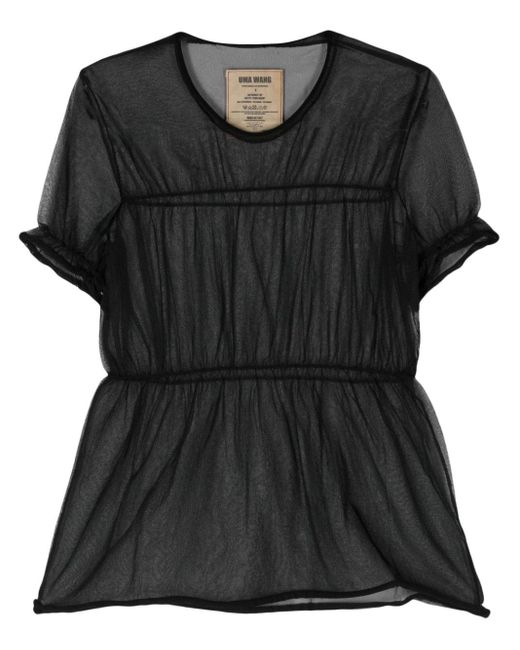 Uma Wang Black Seam-Detail Sheer Blouse