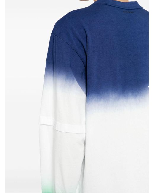 Sacai Blue Tie-dye Cotton T-shirt for men