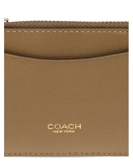 COACH Brown Zipped Leather Cardholder