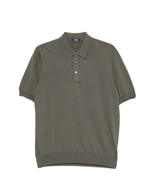 Barba Napoli Gray Short-Sleeve Polo Shirt for men