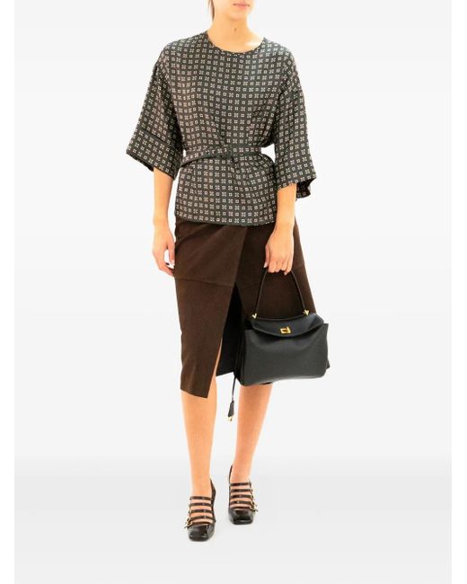 P.A.R.O.S.H. Black Geometric-Pattern Blouse