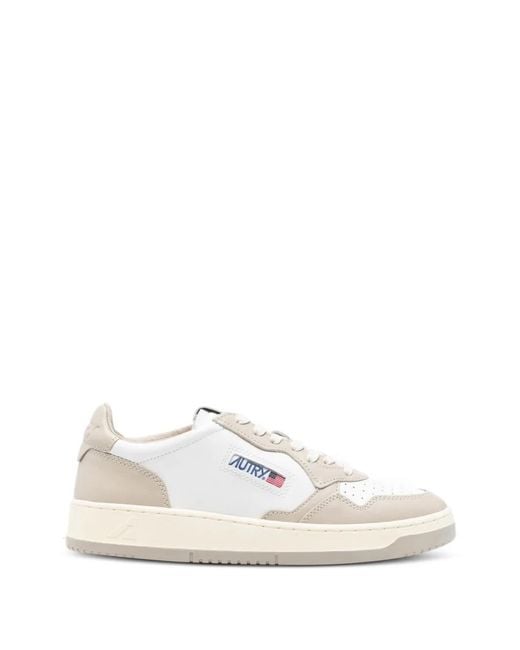 Autry White Medalist Panelled Leather Sneakers for men