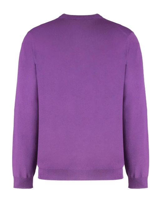 Slowear Purple Round-Neck Wool Sweater for men
