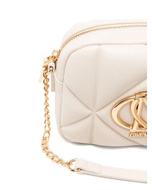 Love Moschino Quilted Logo-Plaque Cross-Body Bag in Natural Lyst UK