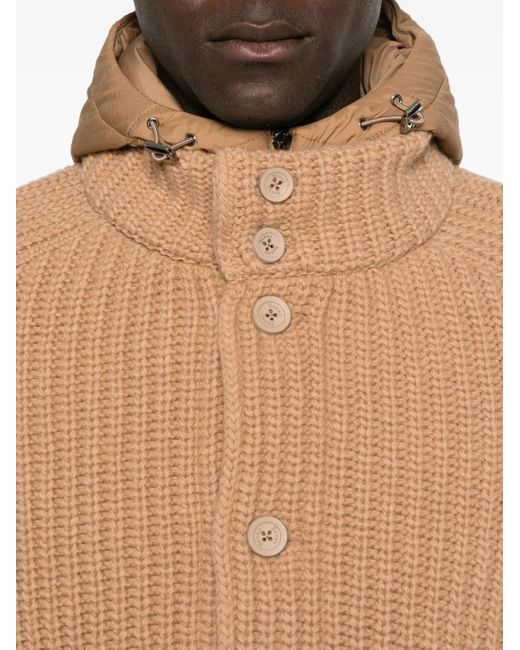 Herno Natural Hooded Ribbed-Knit Jacket for men