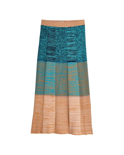 Scotch & Soda Blue Ribbed-Knit Colour-Block Maxi Skirt