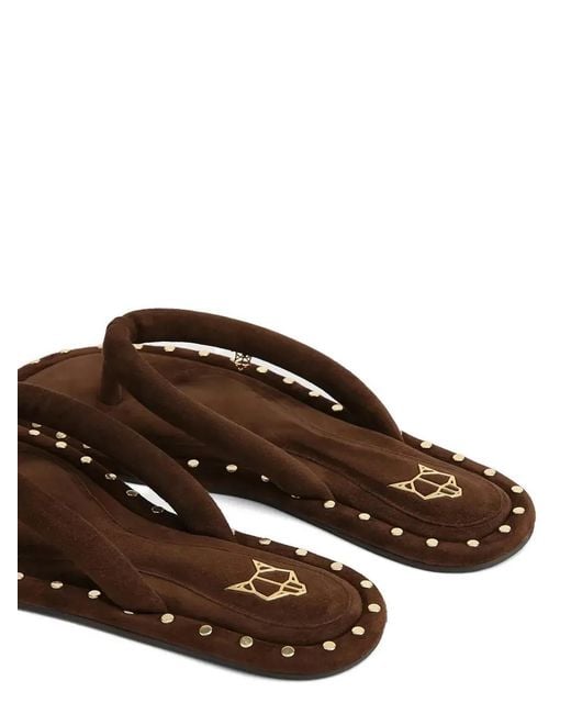 Naked Wolfe White Grenada Studded Padded-Strap Flip-Flops