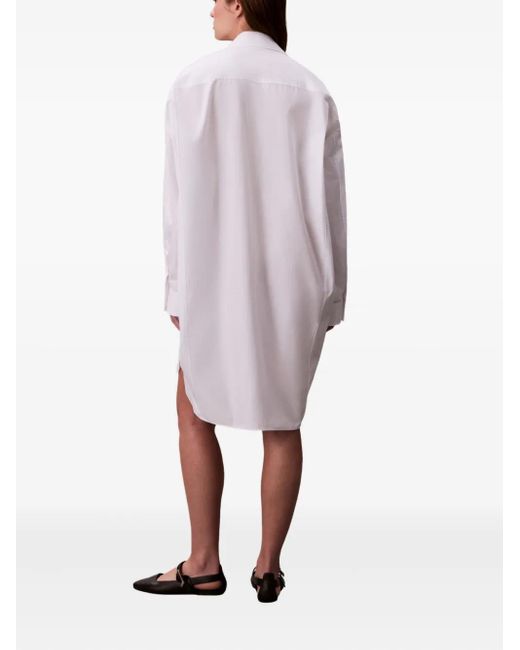Calvin Klein White Chest-Pocket Midi Shirt Dress