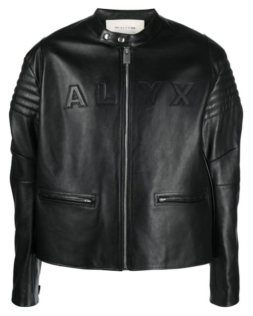 1017 ALYX 9SM Black Logo-Embossed Leather Jacket for men