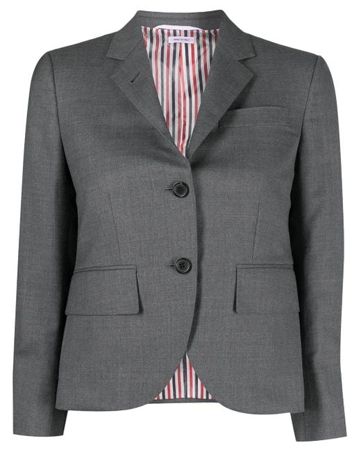 Thom Browne Gray Notched-Lapel Single-Breasted Blazer
