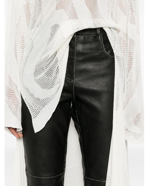 Pantalon en cuir à coupe courte Victoria Beckham en coloris Black