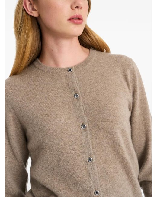 Pringle of Scotland Natural Crew-Neck Cashmere Cardigan