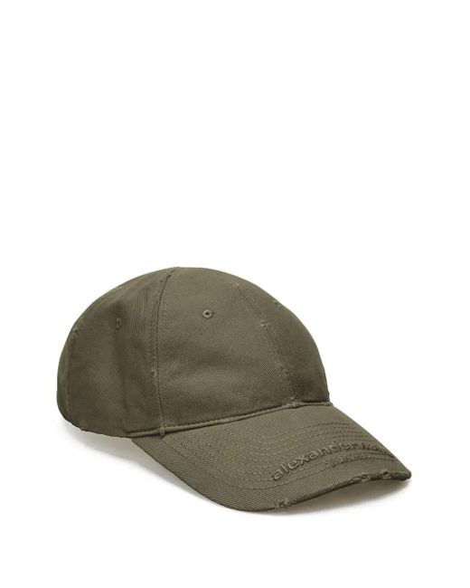 Alexander Wang Green Logo-Embroidered Distressed Baseball Cap
