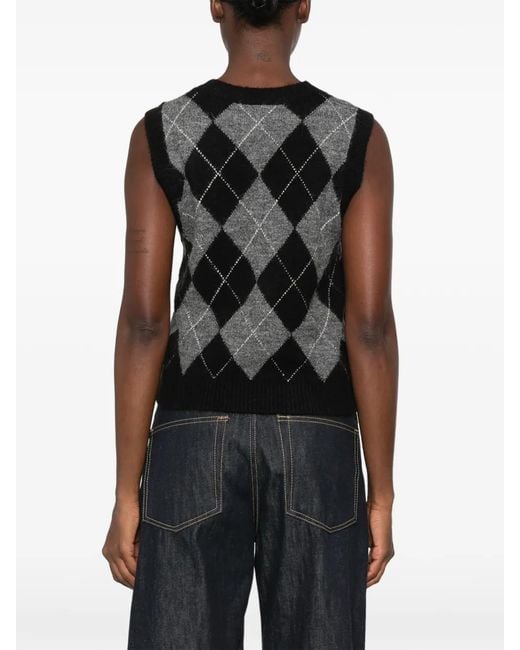 Yerse Black Pullunder Mit Argyle-Muster