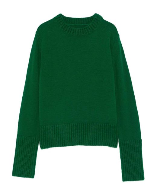 Sacai Green Pullover mit gerippten Bündchen