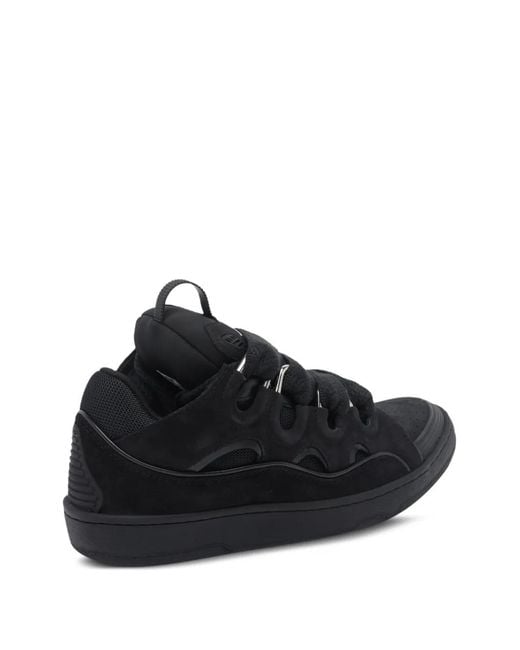Lanvin Black Curb Suede Sneakers