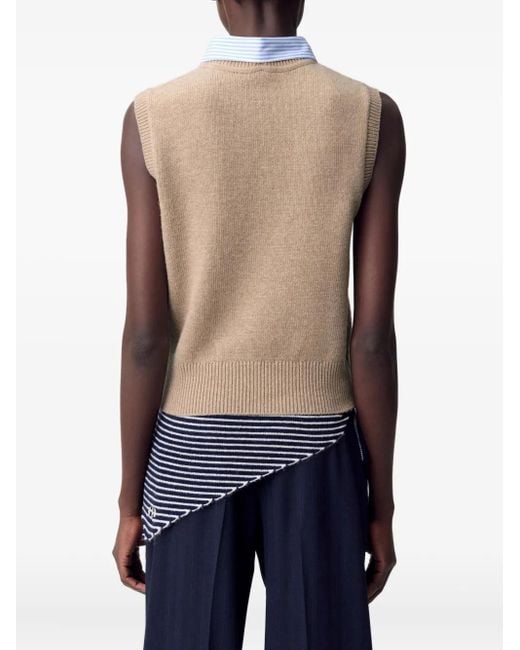 Claudie Pierlot Natural Sleeveless Wool Top