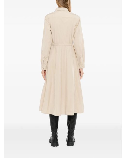 Moncler Natural Robe Mi-Longue À Boutons Pression