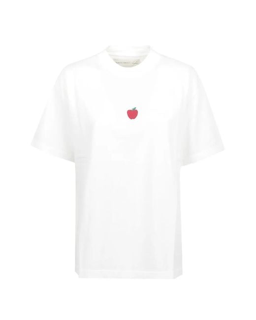 ALBERTO BRESCI White T-Shirt À Broderies Pomme