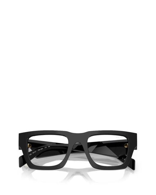 Prada Black Rectangle-Frame Glasses for men