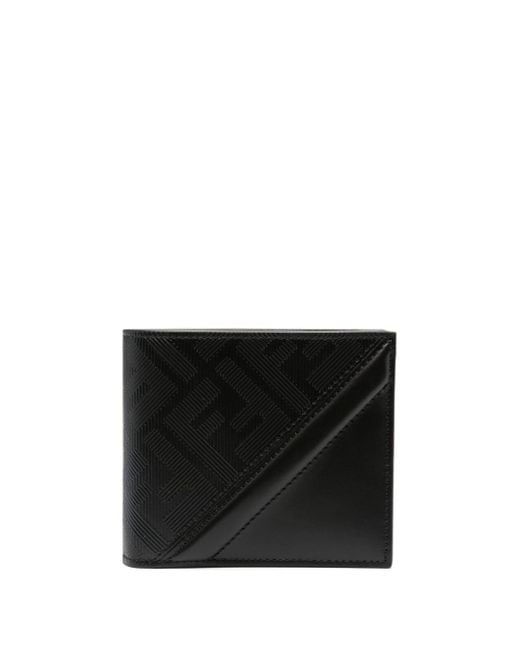 Fendi Black Logo-Embossed Bi-Fold Wallet for men