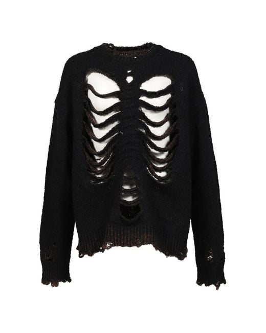 Doublet Black Distressed-Effect Sweater for men