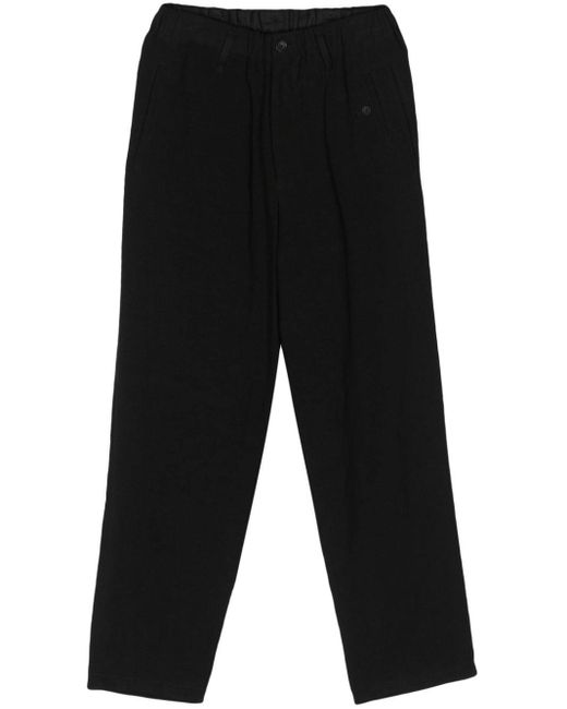 Yohji Yamamoto Black Drawstring-waist Tapered Trousers for men
