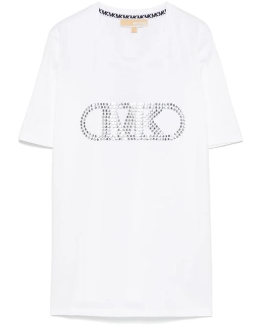 Michael Kors T-Shirt Met Empire-Stud in het White