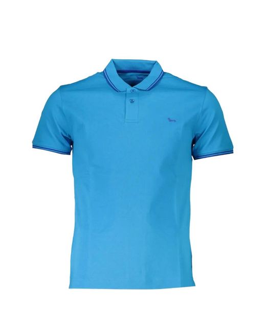 Harmont & Blaine Blue Piping-Detail Piqué Polo Shirt for men