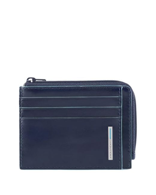 Piquadro Blue Logo-Plaque Leather Cardholder for men