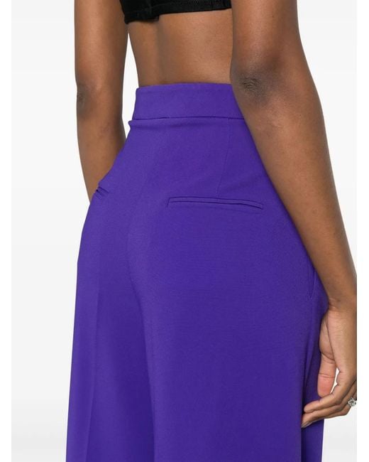 Moschino Purple High-Waist Wide-Leg Trousers