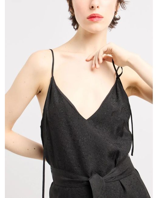 ARMANI EXCHANGE Black Belted Patterned-Jacquard Maxi Dress