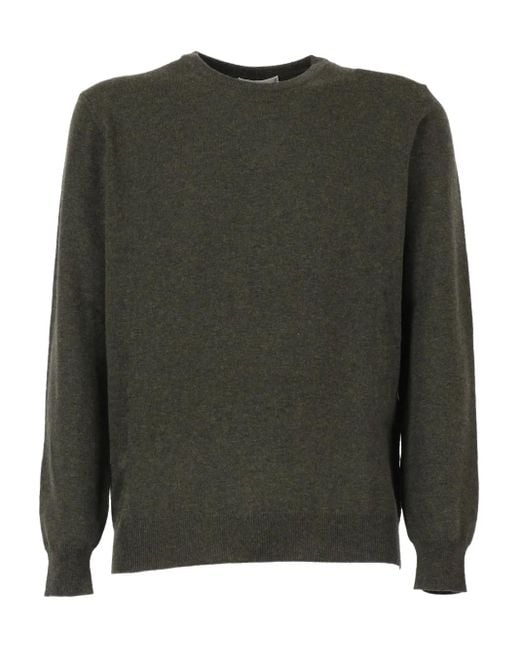 Kangra Green Elbow-Patch Crew-Neck Sweater for men