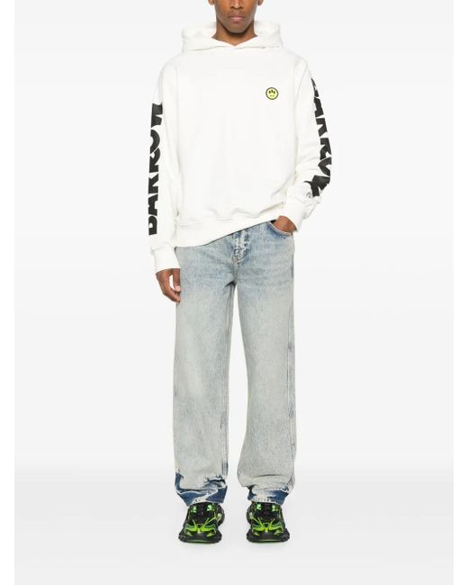 Barrow White Cotton Hoodie