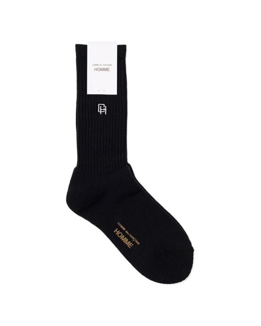 Comme des Garçons Black Logo-Embroidered Ribbed Socks for men