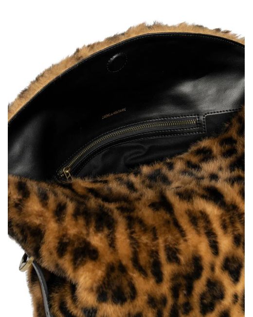 Zadig & Voltaire Brown Schultertasche mit Leoparden-Print