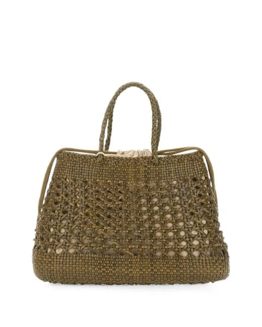 Dragon Diffusion Metallic Santa Cano Woven-Leather Tote Bag