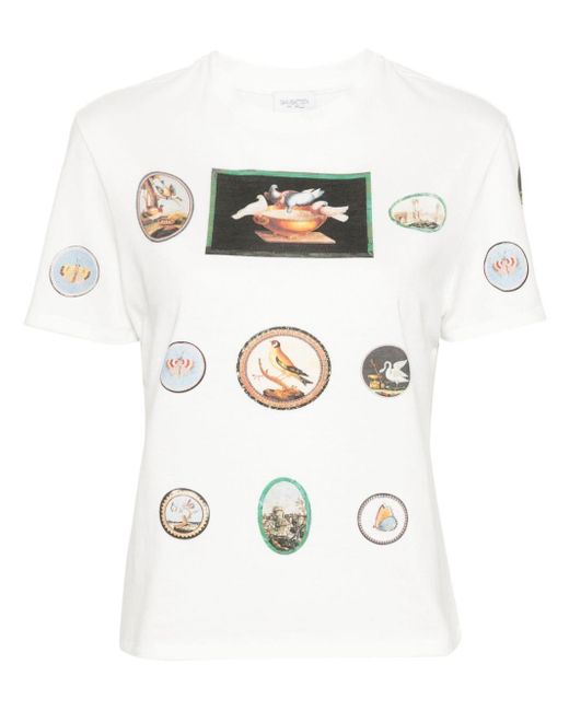 T-shirt en coton à imprimé graphique Giambattista Valli en coloris White