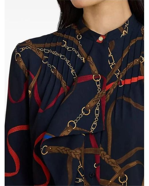 Ralph Lauren Blue Printed Pleated Shirt