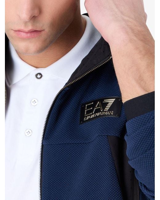 Hoodie zippé à patch logo Emporio Armani pour homme en coloris Blue