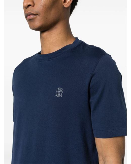 Brunello Cucinelli T-Shirt mit Logo-Print in Blue für Herren