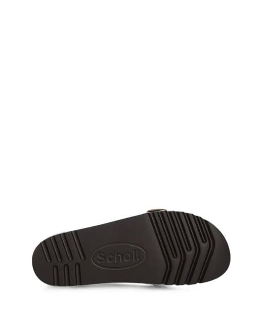 Scholl White Studded Buckle-Fastening Slides