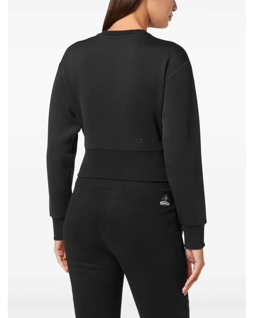 Philipp Plein Black Cropped Panelled Sweatshirt